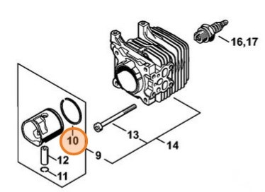 Pierścień tłokowy Ø 34x1,2 mm, Stihl 42410343000