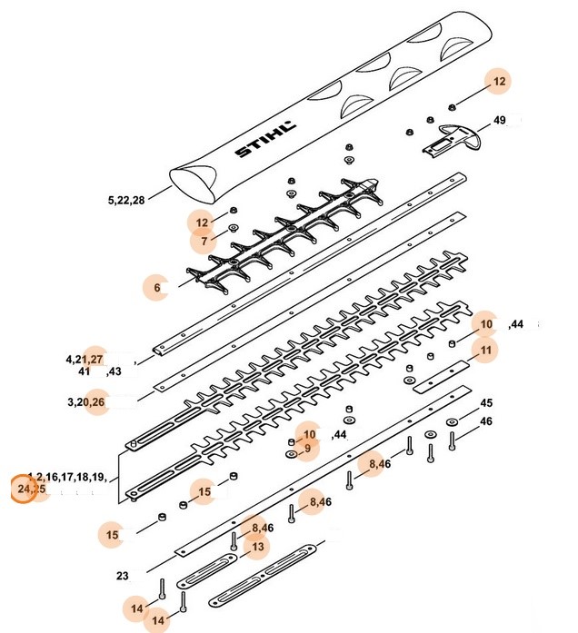 Zestaw urządzenia tnącego 750 mm / 30" T, Stihl 42377105915