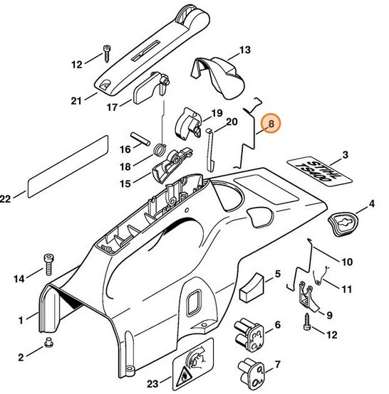 Cięgno sterowania główną przepustnicą, Stihl 42231821500