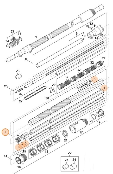 Wysięgnik 38,0 mm, Stihl LA017107104