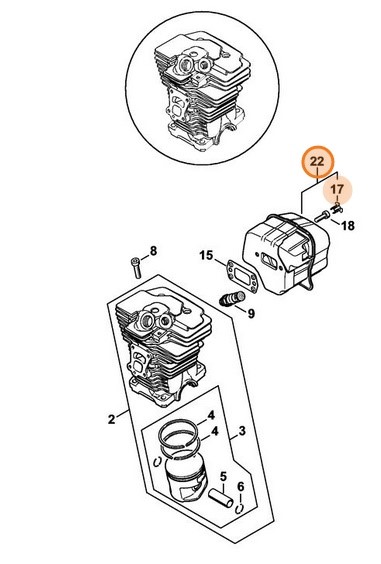 Tłumik wydechu spalin, Stihl 11401400653