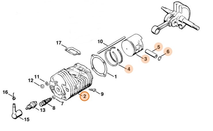 Cylinder z tłokiem Ø 58 mm, Stihl 11110201206