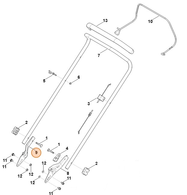 Dolna część uchwytu kierującego, str. prawa, Stihl 63717634807