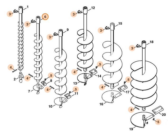 Świder glebowy Ø 60 mm, Stihl 44046802006