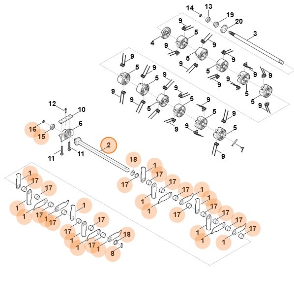 Wałek noża kompl., Stihl 62917003501