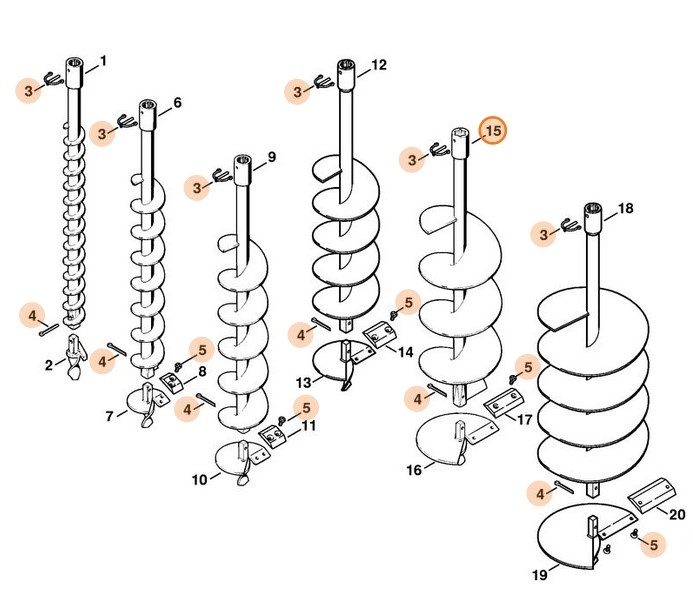 Świder glebowy Ø 150 mm, Stihl 44046802015