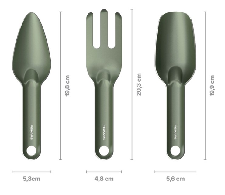 Plant Care Zestaw 3 metalowych narzędzi do sadzenia roślin, Fiskars 1080777