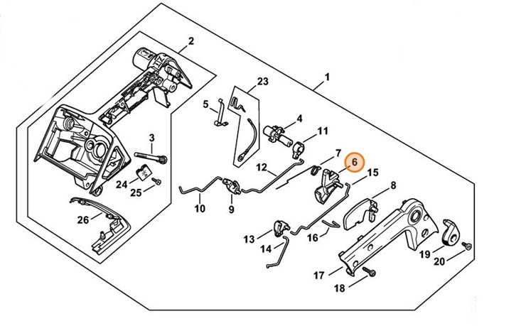 Dźwignia sterowania główną przepustnicą, Stihl 11291801500