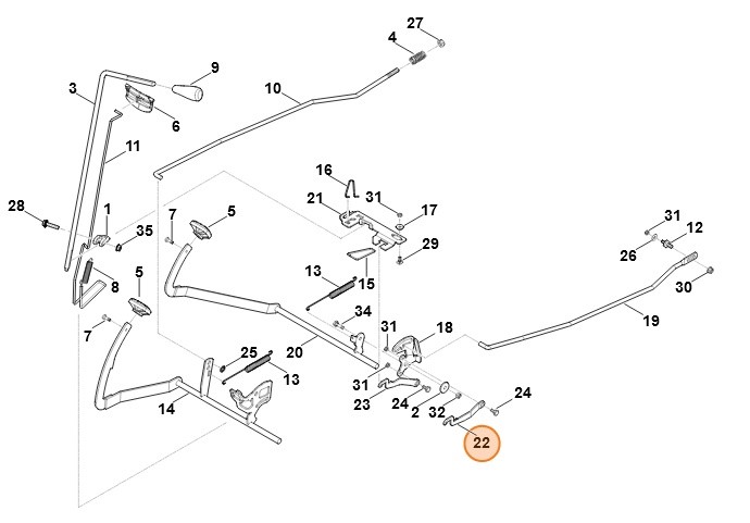 Dźwignia blokująca u góry, Stihl 61657641500