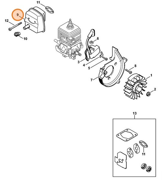 Tłumik wydechu spalin, Stihl 42291400608