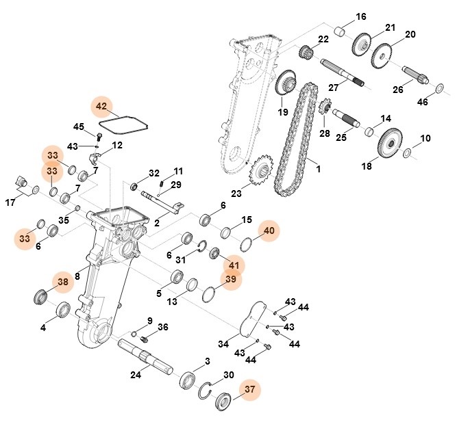 Zestaw uszczelek (przekładnia), Stihl 00040071602