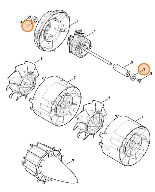 Łożysko toczne 608-2RS, Stihl 95030039642