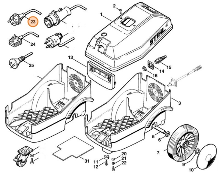 Przewód przyłącza zasilania Europa, Stihl 47224402000