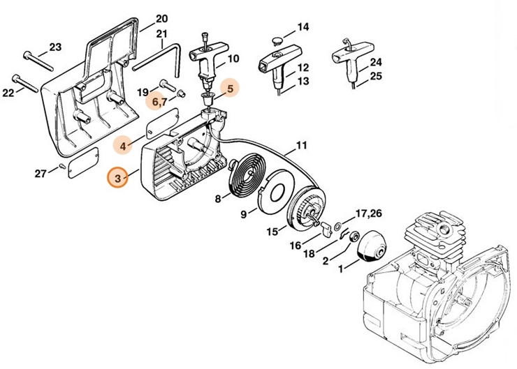 Pokrywa urządzenia rozruchowego, Stihl 41191900401