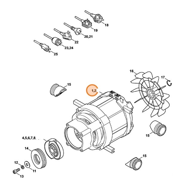 Silnik elektryczny 220 - 240 V/50, 60 Hz, 1,7 kW, Stihl 47766000201