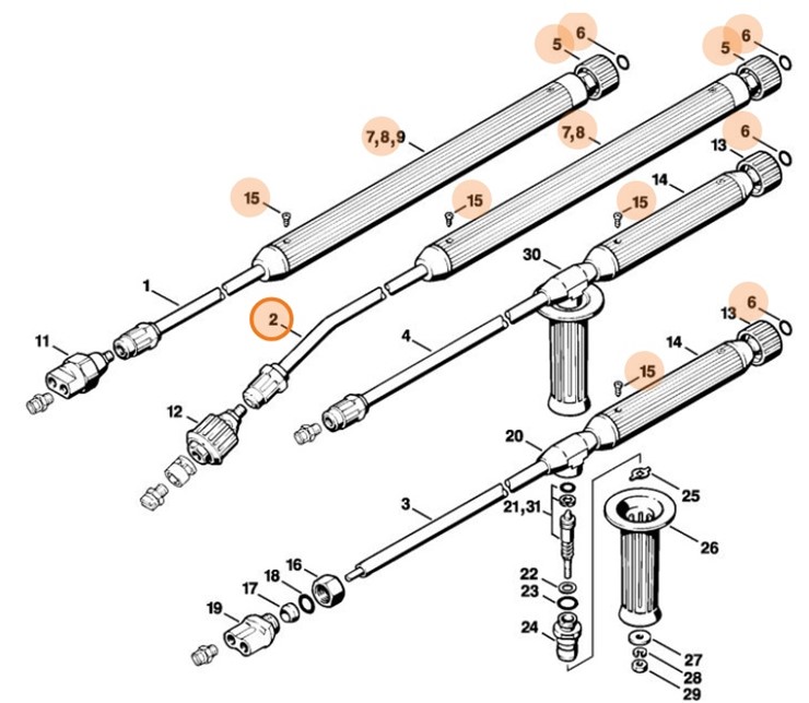 Lanca natryskowa 1 m, ugięta, Stihl 49255000911