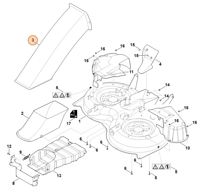Górna część kanału wyrzutowego, Stihl 61607605100