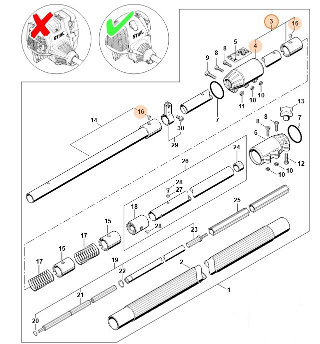 łożysko / wspornik, Stihl 41387403201