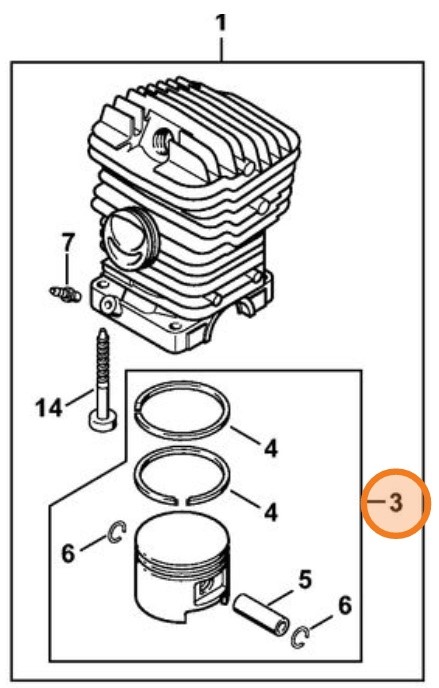 Tłok Ø 47 mm, Stihl 11270302007