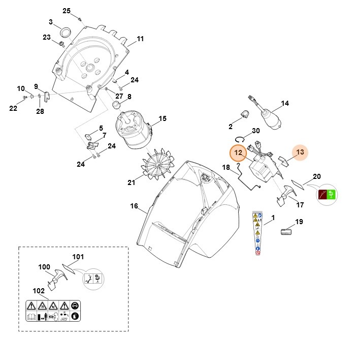 Włącznik kompl. EUR, Stihl 60114300501