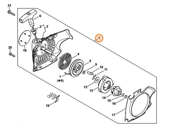 Obudowa wentylatora z urządzeniem rozruchowym, Stihl 11390802103