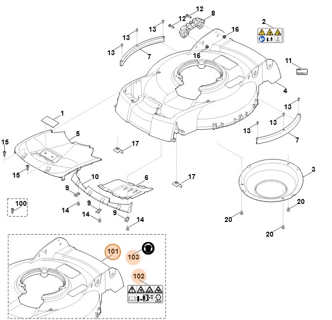 Obudowa kompl., Stihl 63837008506