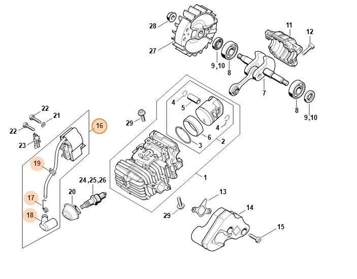 Moduł zapłonowy MS 194 C-E do pilarek Stihl 11374001310