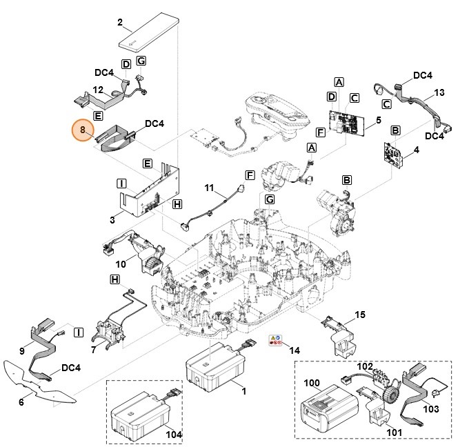Przewód taśmowy (moduł elektroniczny - płytka drukowana czujnika pokrywy), Stihl 63094400300