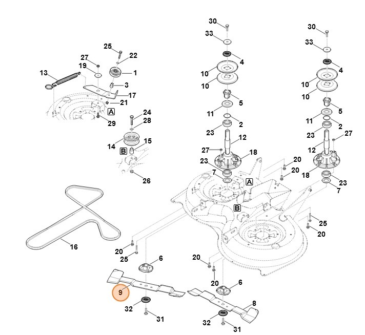 Nóż prawy, Stihl 61607020115