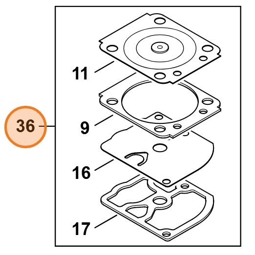 Zestaw podzespołów gaźnika, Stihl 11450071700