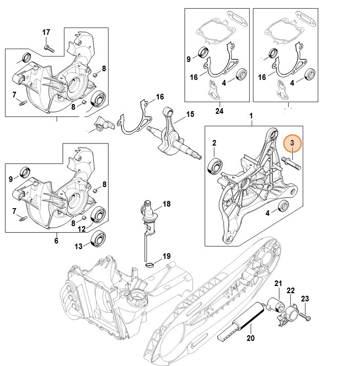 Śruba z gwintem dwustronnym, Stihl 00009536610