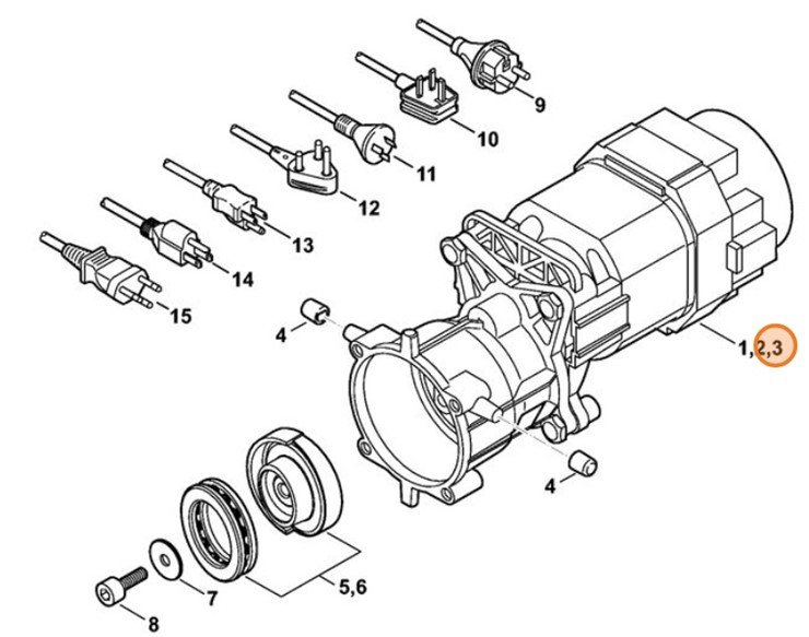 Silnik elektryczny 100 V/50, 60 Hz, 1,4 kW, Stihl 47876000202