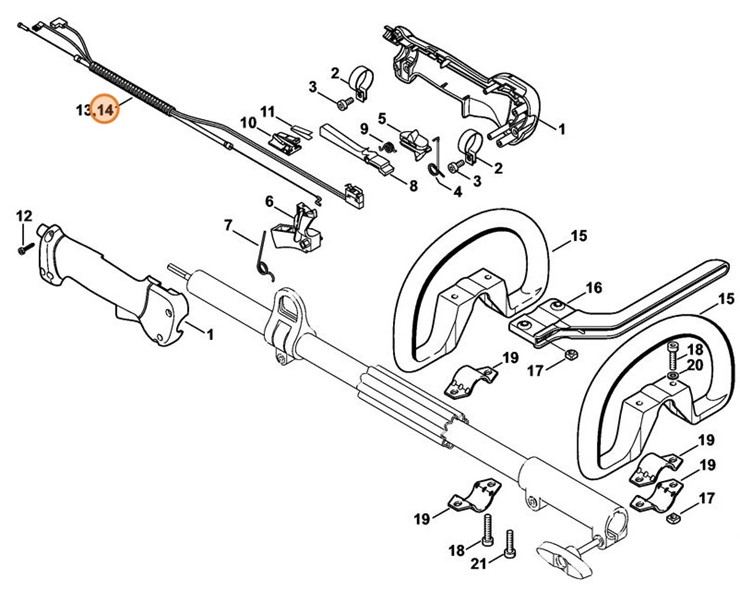 Cięgno sterowania główną przepustnicą, Stihl 41821801100