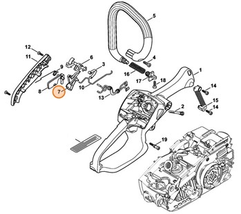 Dźwignia sterowania główną przepustnicą, Stihl 11291801501