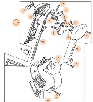 Rękojeść manipulacyjna z cięgnem gazu, Stihl 42447904900