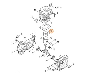 Pierścień tłokowy Ø 35x1,2 mm, Stihl 41490343005