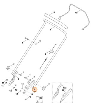 Dolna część uchwytu kierującego, str. lewa, Stihl 63717634802