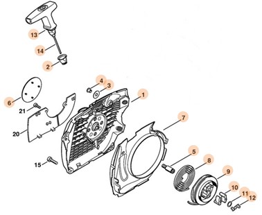Obudowa wentylatora z urządzeniem rozruchowym, Stihl 11380802150