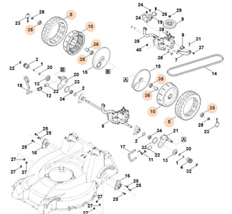 Koło kompl., Stihl 63787000401