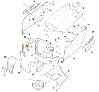 Osłona szklana reflektora, str. prawa, Stihl 61704053215