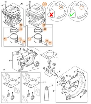 Cylinder z tłokiem Ø 42 mm, Stihl 41470201204