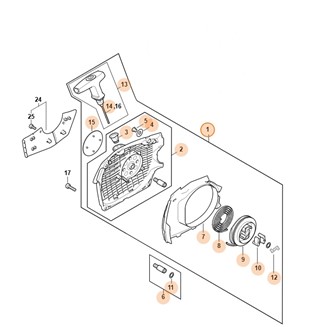 Obudowa wentylatora z urządzeniem rozruchowym, Stihl 11420802102