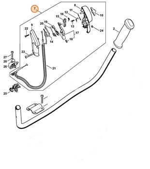 Rękojeść manipulacyjna z cięgnem gazu, Stihl 41347904902