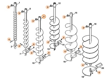 Świder glebowy Ø 90 mm, Stihl 44046802009