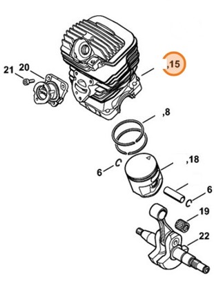 Cylinder z tłokiem Ø 47 mm, Stihl 11410201201