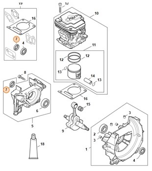 Pierścień uszczelniający wał 12x22x5, STIHL 96400031200