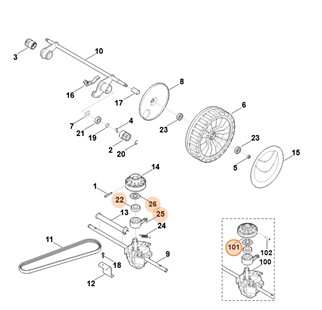 Koło paska klinowego kompl., Stihl 63607002513