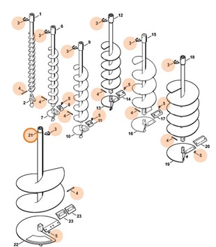 Świder glebowy Ø 300 mm, Stihl 44046802030
