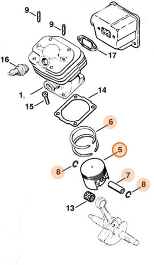 Tłok Ø 42 mm, Stihl 11210302005