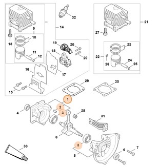 Połówka skrzyni korbowej, strona, Stihl 41370202800